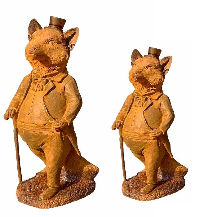 Outdoor Cast Iron Dapper Fox Statue (Available in 2 Sizes)