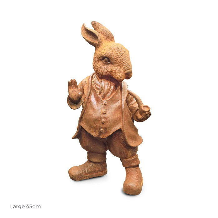 Outdoor Cast Iron Mad Hatter Rabbit Statue (Available in 2 Sizes)