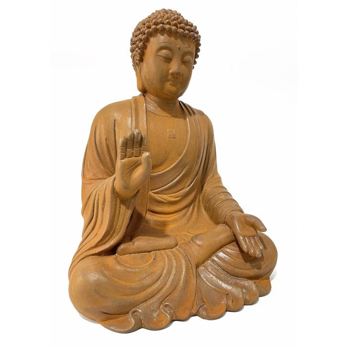 Outdoor Cast Zen Buddha Garden Statue - Rusty Finish