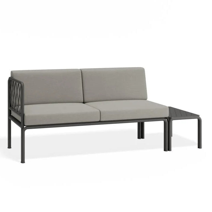 Outdoor Charcoal 2-Seater Sofa - Sandy Grey Cushion