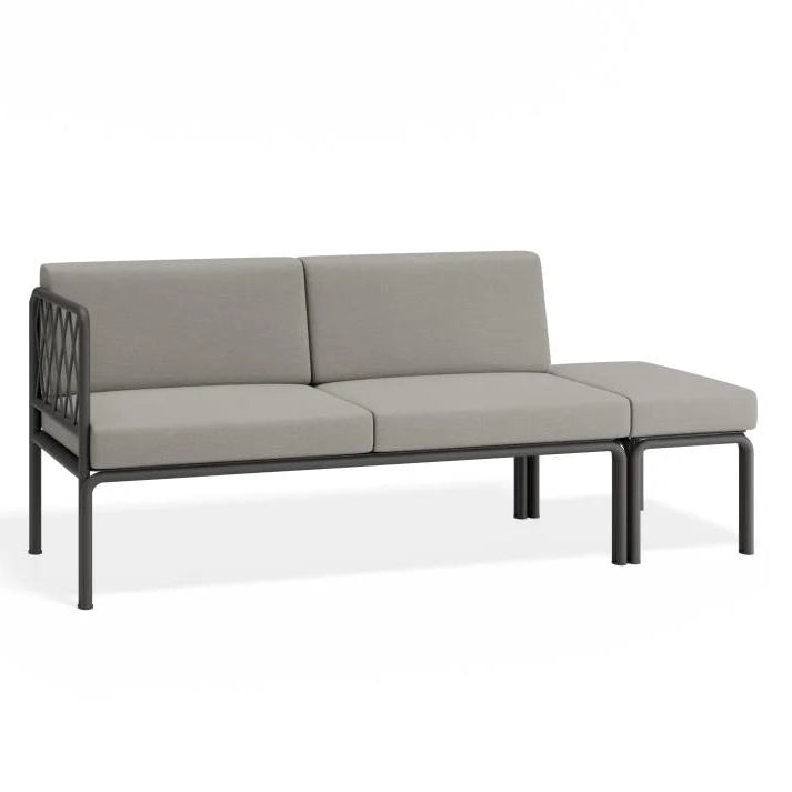 Outdoor Charcoal 2-Seater Sofa - Sandy Grey Cushion