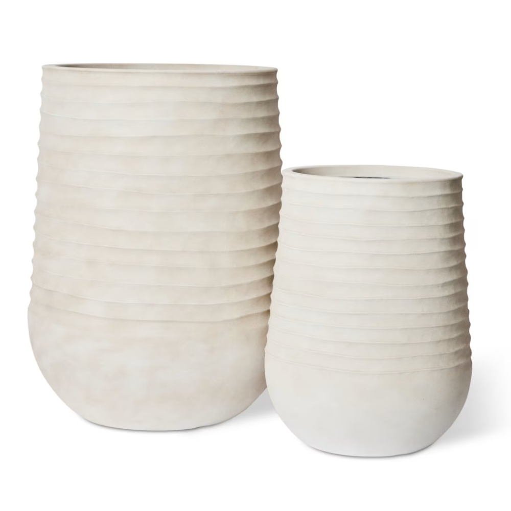 Outdoor Knox Tall Stonelite Planters - Beige - Set of 2