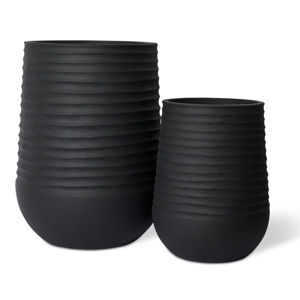 Outdoor Knox Tall Stonelite Planters - Black - Set of 2