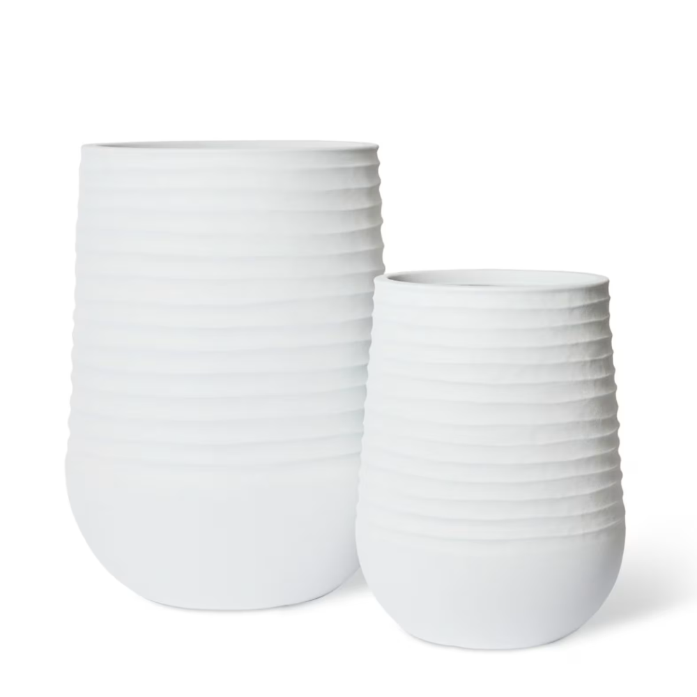 Outdoor Knox Tall Stonelite Planters - White - Set of 2