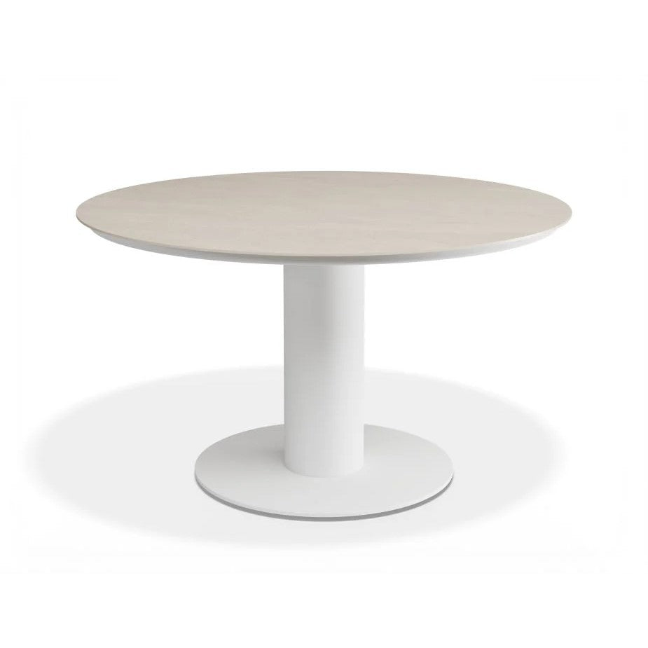 Outdoor Low Ceramic Top Dining Table - White - 120cms