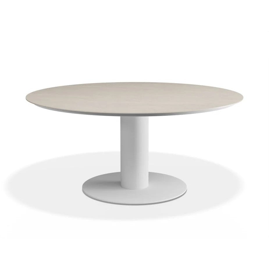 Outdoor Low Ceramic Top Dining Table - White - 150cms