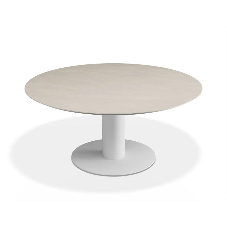 Outdoor Low Ceramic Top Dining Table - White - 150cms