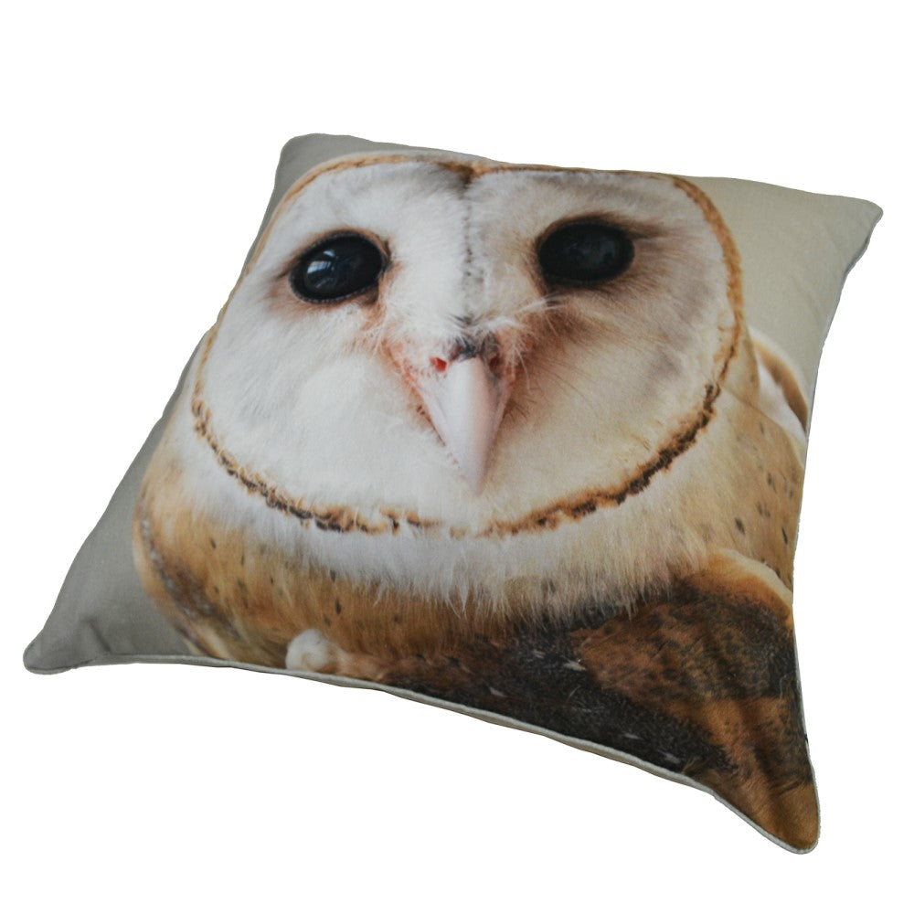 Owl Face Cushion With Recycled Fill 45 X 45cms