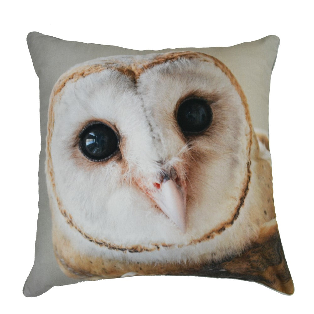 Owl Face Cushion With Recycled Fill 45 X 45cms