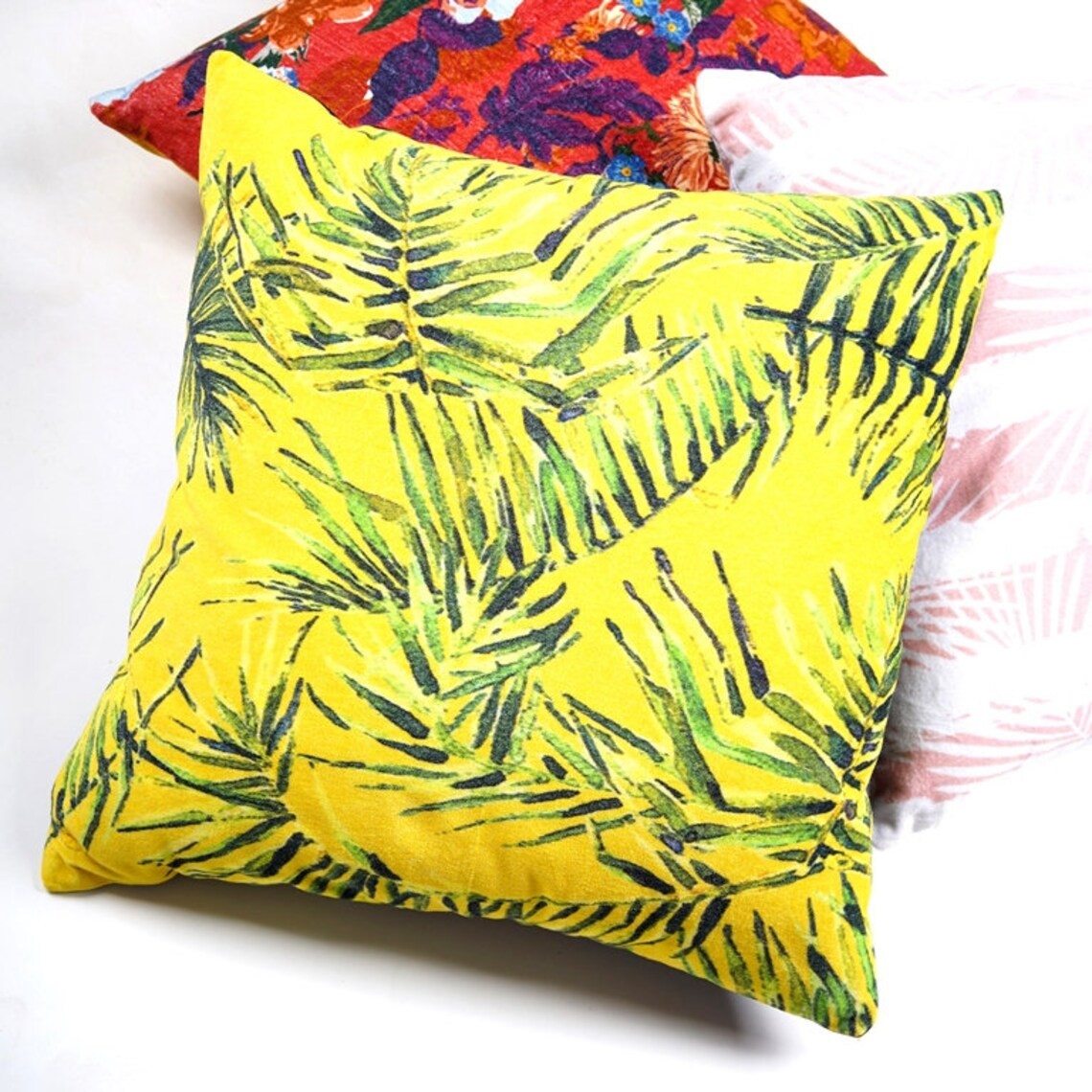 Palm Leaf Designed Cotton Cushion Cover 50 x 50cms