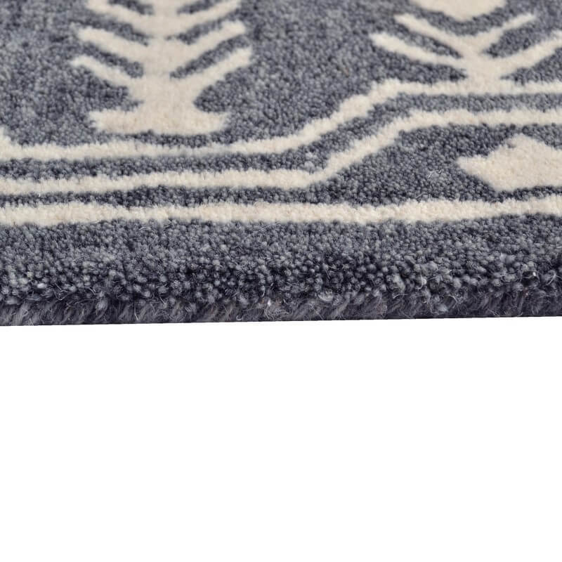 Patchwork Design Woolen Rug - Charcoal (Available in 3 Sizes)