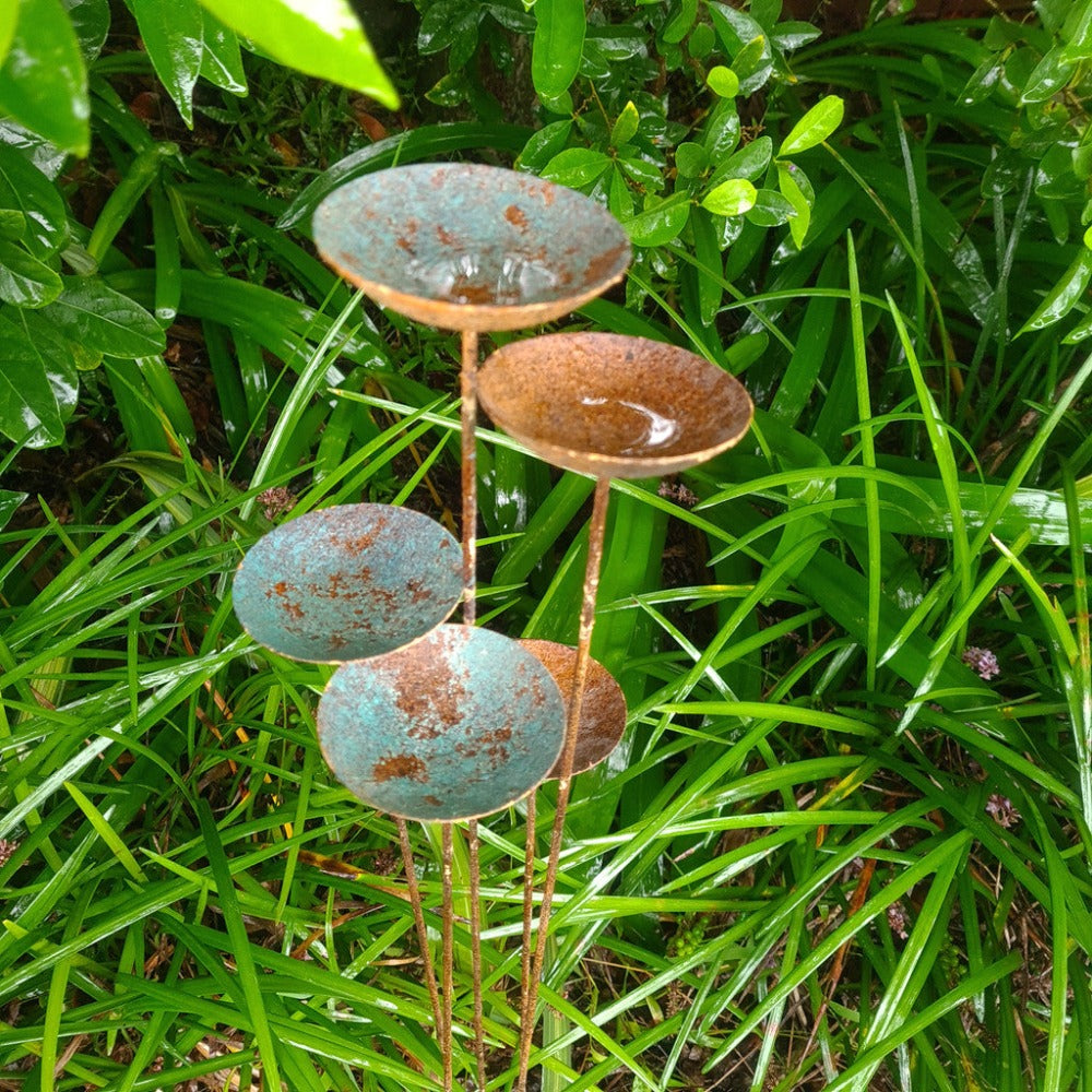 Patina Flower Stake Metal Garden Decor