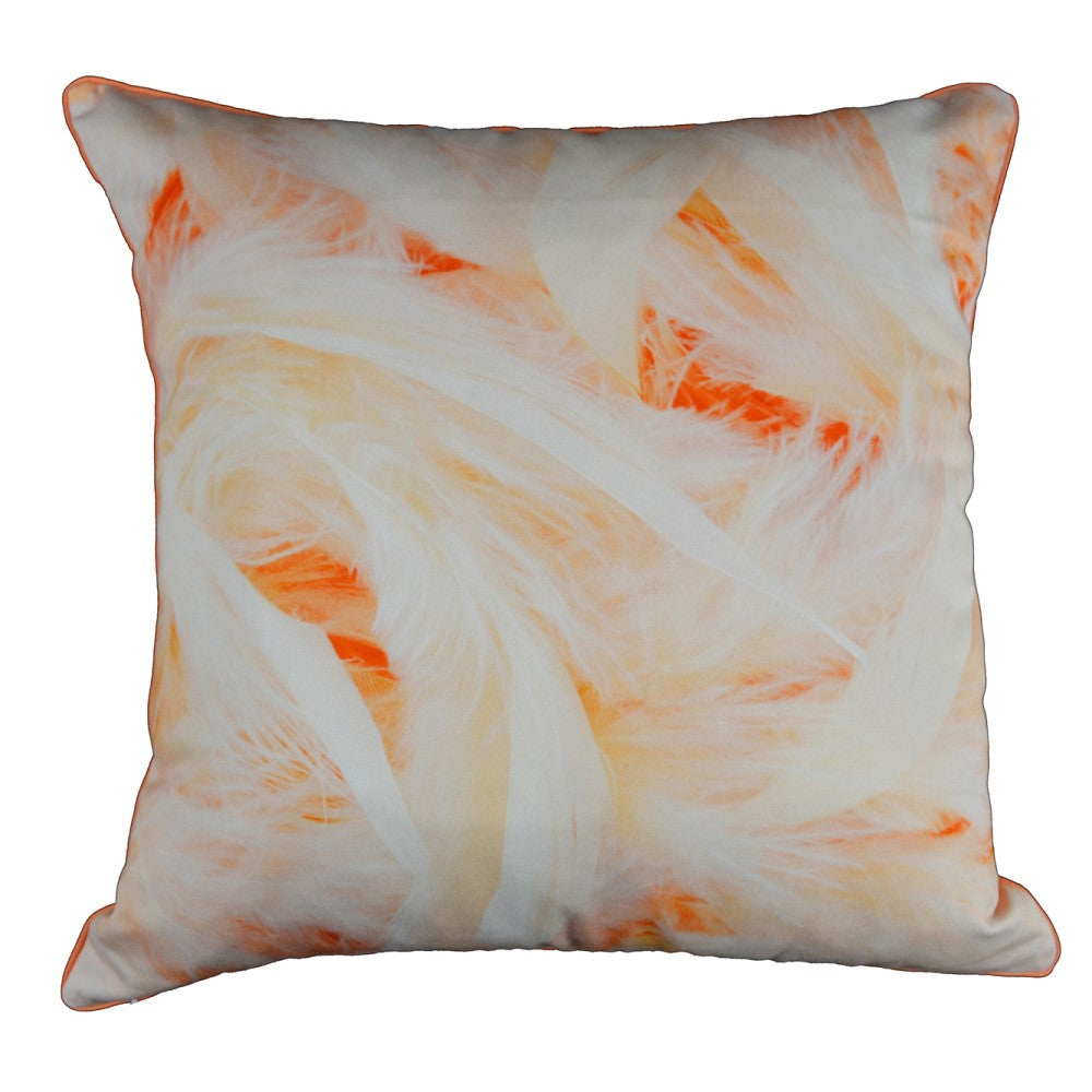 Peach Feathers Cushion With Recycled Fill 45 X 45cms