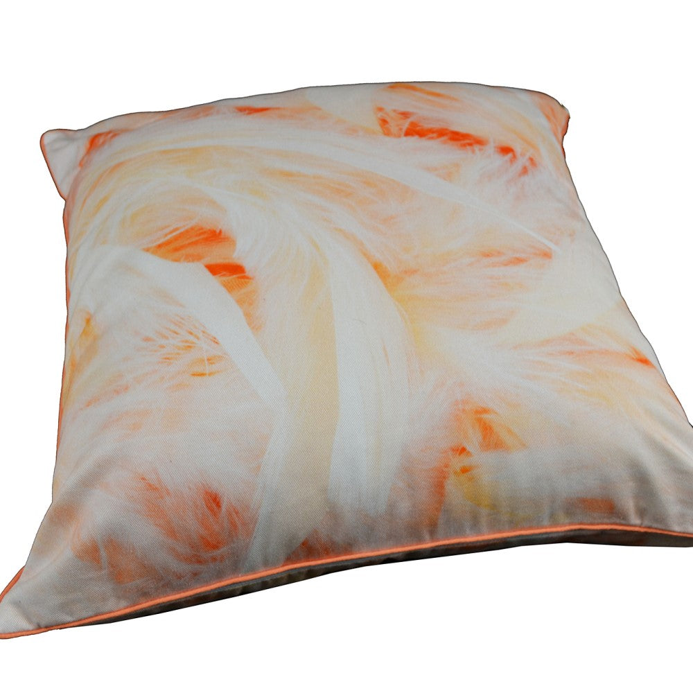 Peach Feathers Cushion With Recycled Fill 45 X 45cms