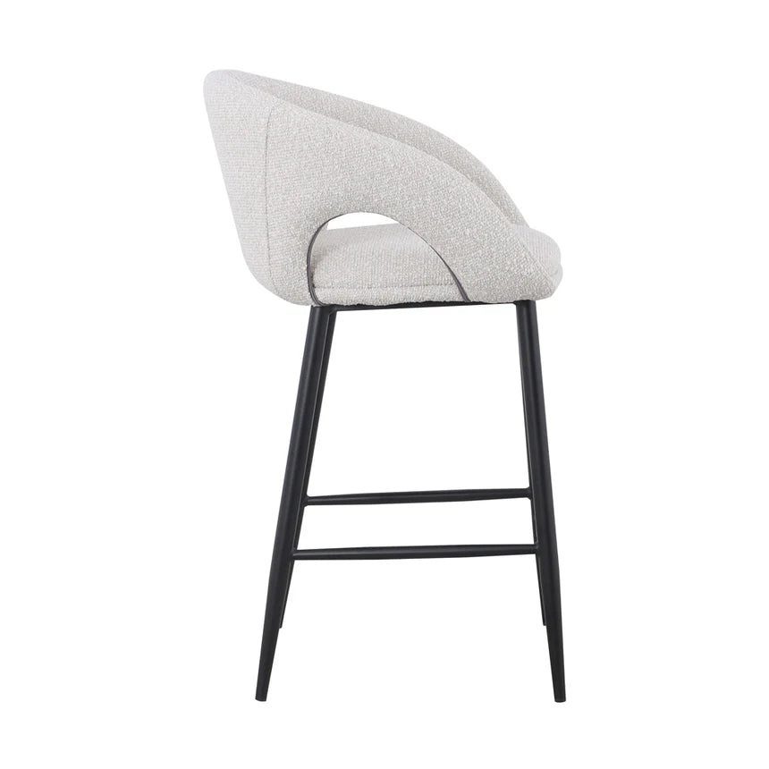 Industrial Style Bar Stool - Pearl Grey Boucle (Set of 2)