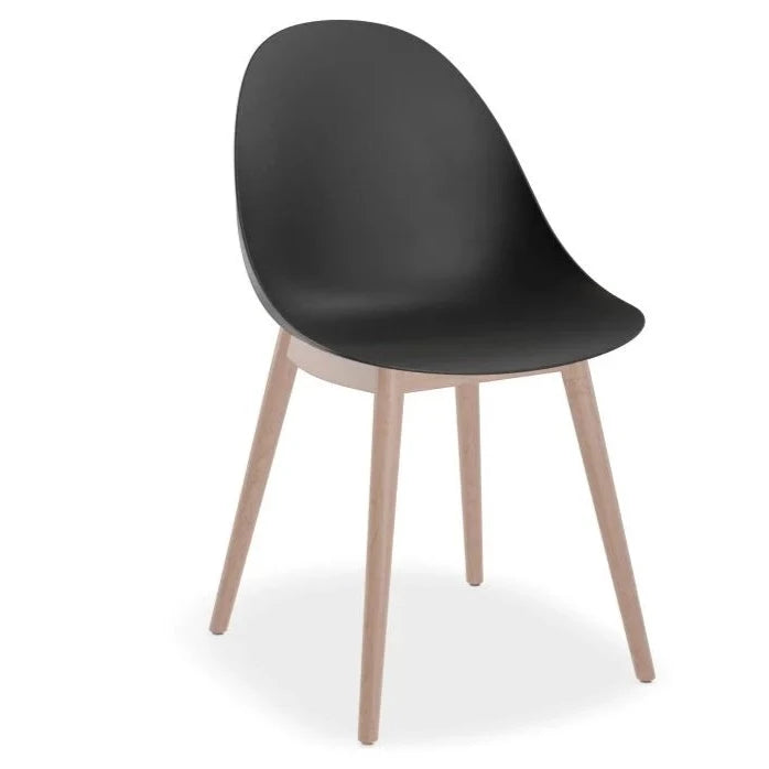 Pebble Cove Black Seat Wooden Legs Dining Chair