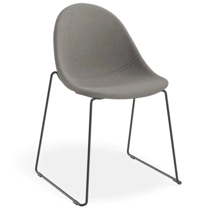 Pebble Essence Dark Grey Sled Base - Black Dining Chair