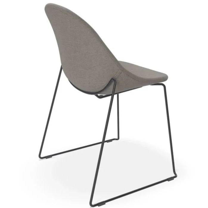 Pebble Essence Dark Grey Sled Base - Black Dining Chair