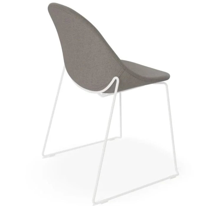 Pebble Essence Dark Grey Sled Base - White Dining Chair