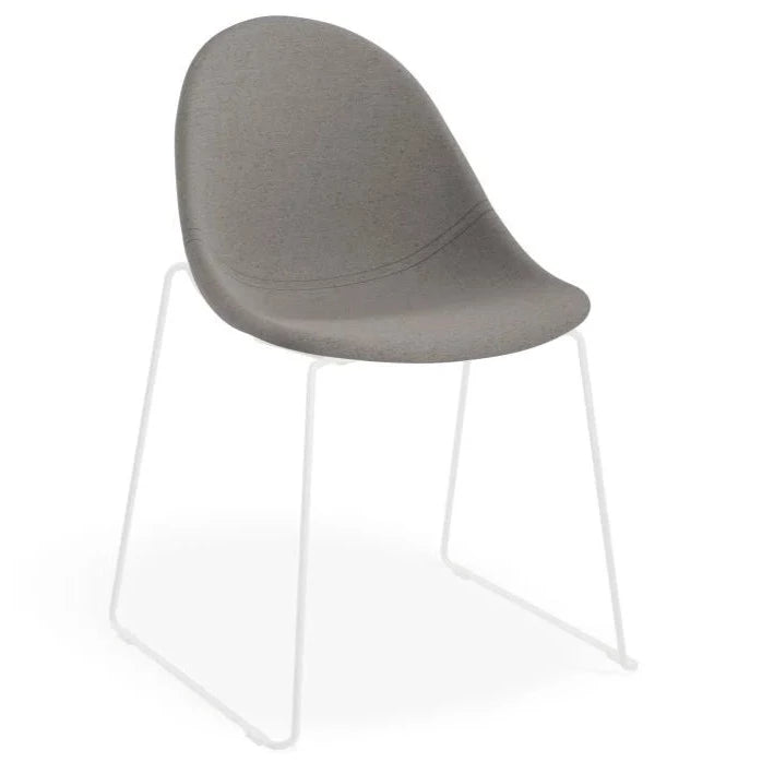 Pebble Essence Dark Grey Sled Base - White Dining Chair