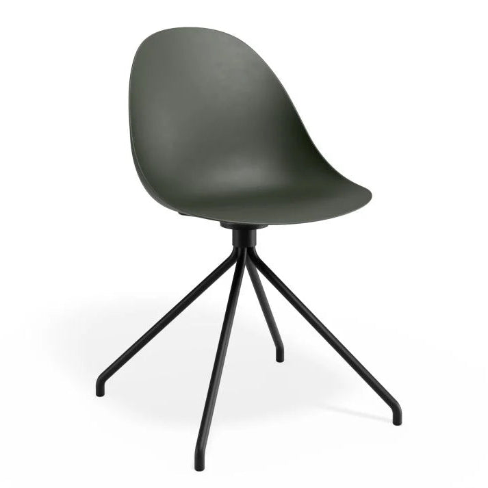 Pebble Pyramid Black Fixed Base Chair - Olive Green