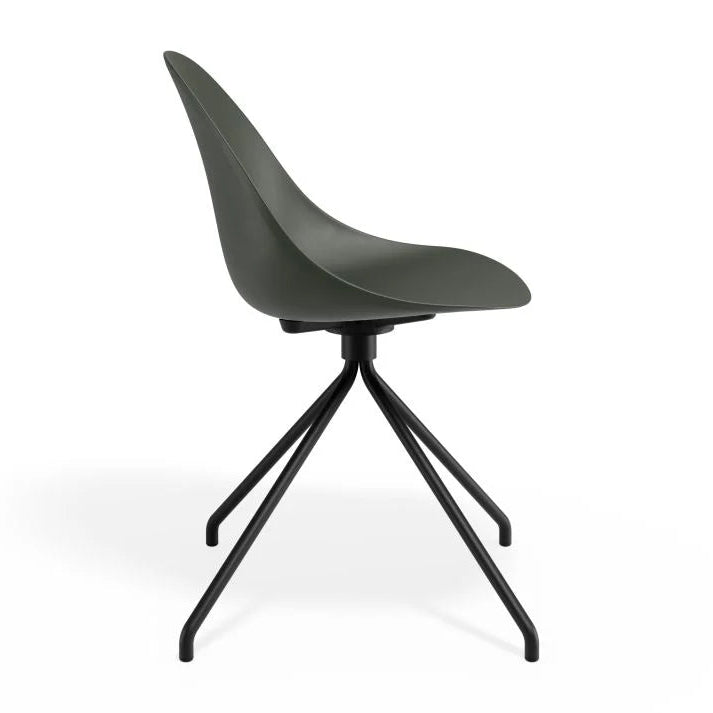 Pebble Pyramid Black Fixed Base Chair - Olive Green