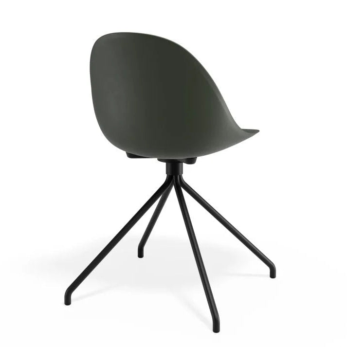 Pebble Pyramid Black Fixed Base Chair - Olive Green