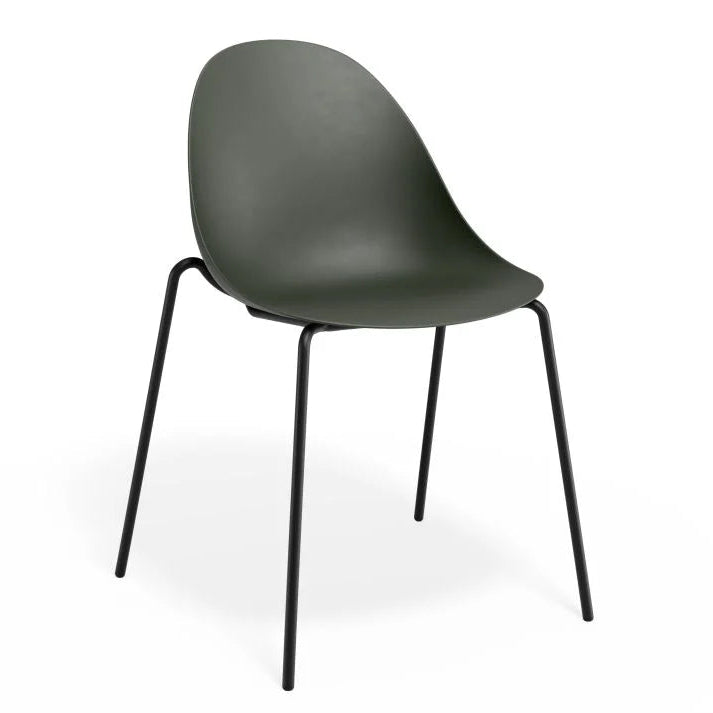 Pebble Seat 4 Post Stackable Chair - Olive Green