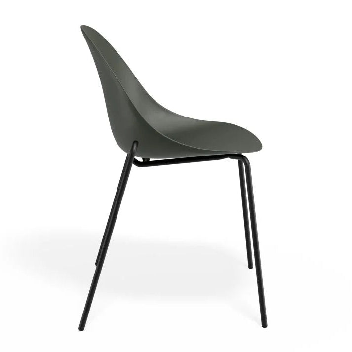 Pebble Seat 4 Post Stackable Chair - Olive Green