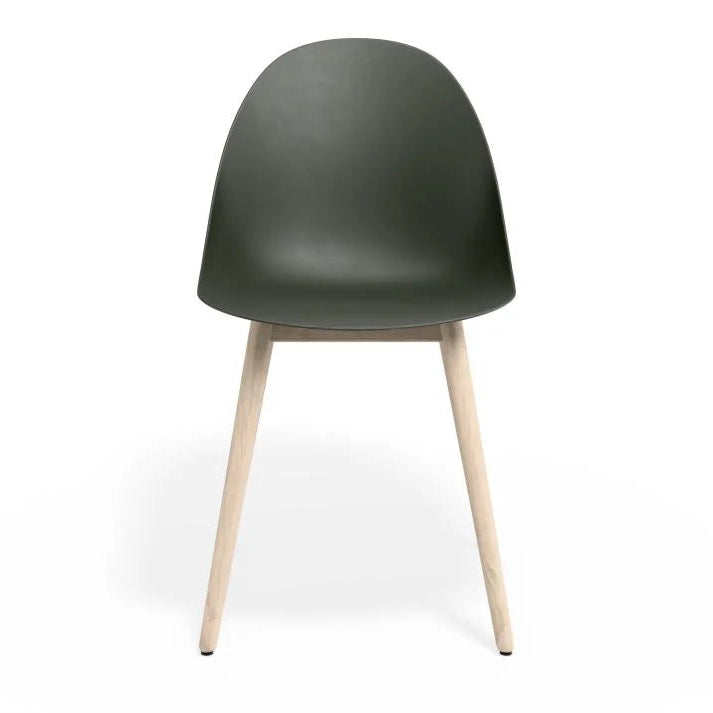 Pebble Seat Natural Beechwood Base Chair - Olive Green