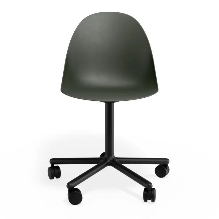 Pebble Seat Swivel Base Chair with Castors - Olive Green