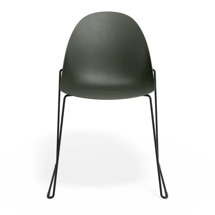 Pebble Sled Stackable Black Base Chair - Olive Green