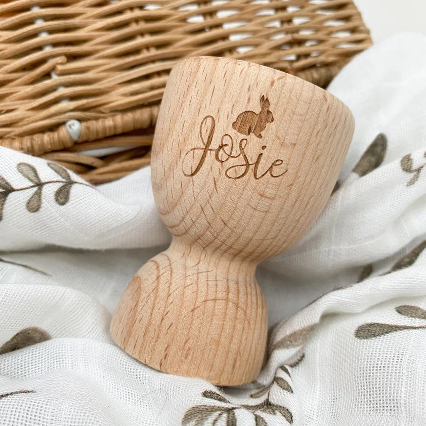 Personalised Bunny Silhouette Wooden Egg Cup