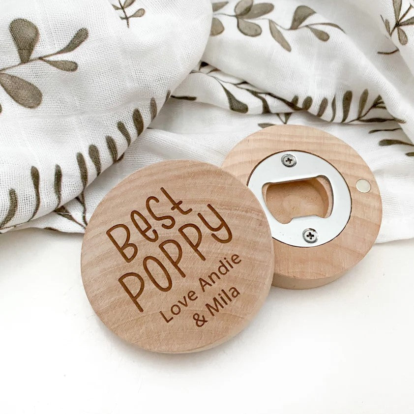 Personalised Magnetic Timber Bottle Opener (Choose from 3 Designs)