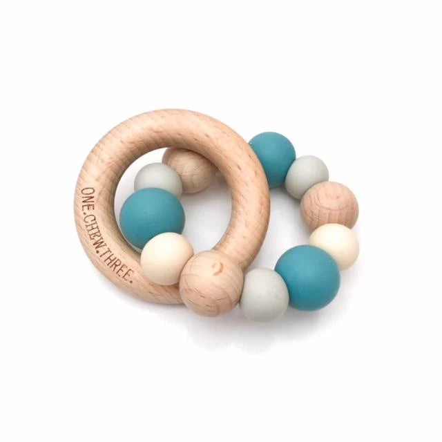 Personalised Naturals Silicone and Wood Teether (Available in 10 Colours)