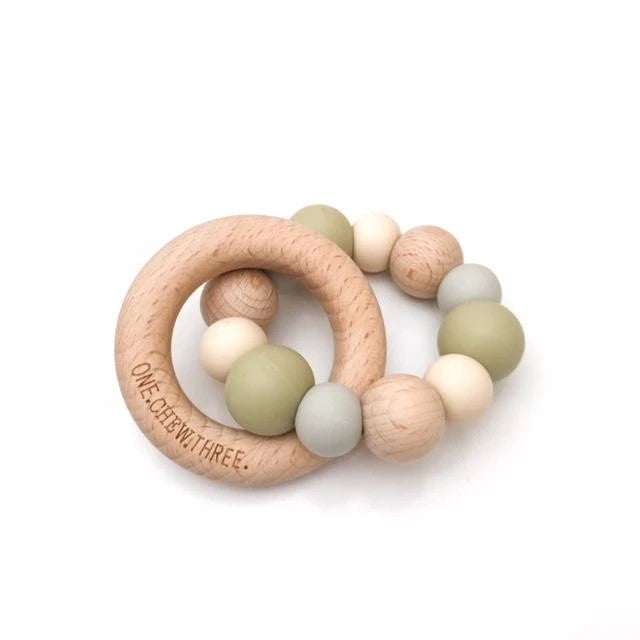 Personalised Naturals Silicone and Wood Teether (Available in 10 Colours)