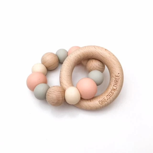 Personalised Naturals Silicone and Wood Teether (Available in 10 Colours)