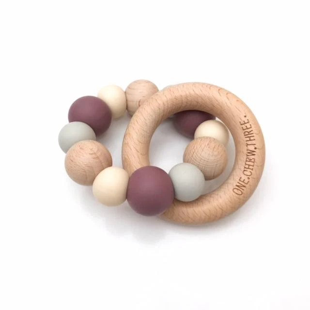 Personalised Naturals Silicone and Wood Teether (Available in 10 Colours)