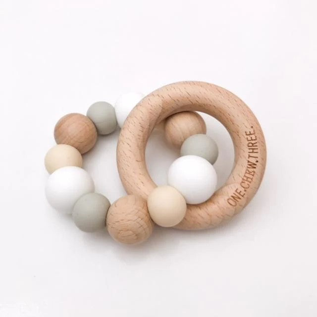 Personalised Naturals Silicone and Wood Teether (Available in 10 Colours)