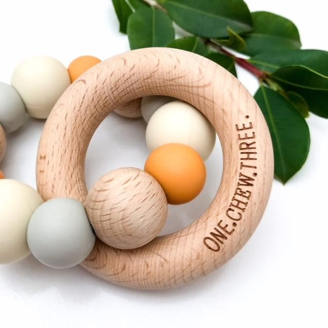 Personalised Naturals Silicone and Wood Teether (Available in 10 Colours)