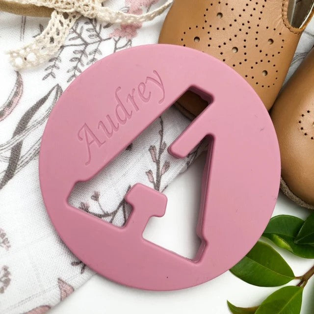 Personalised Silicone Cutout Design Alphabet Teether