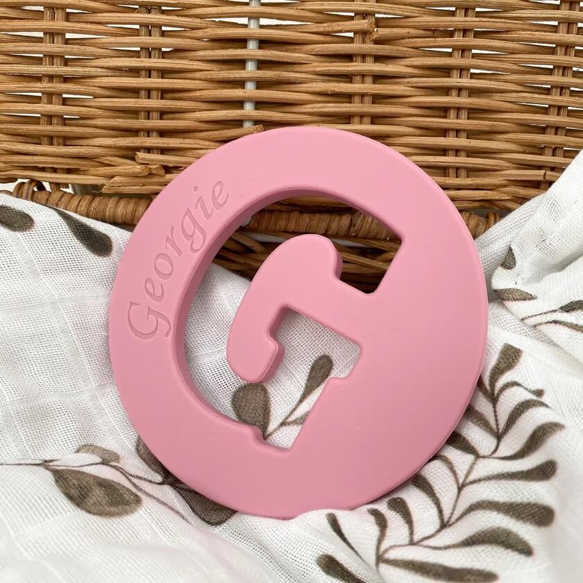 Personalised Silicone Cutout Design Alphabet Teether