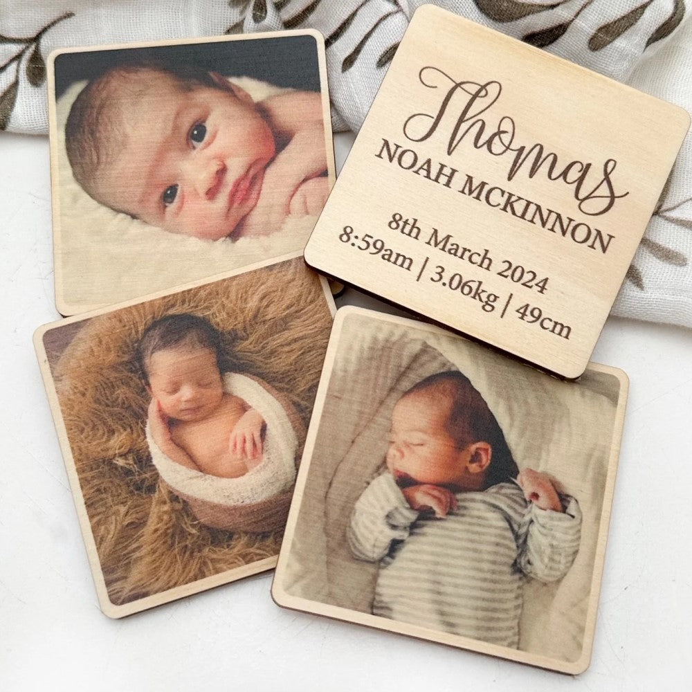 Personalised Timber Photo Tiles Set With PHOTO