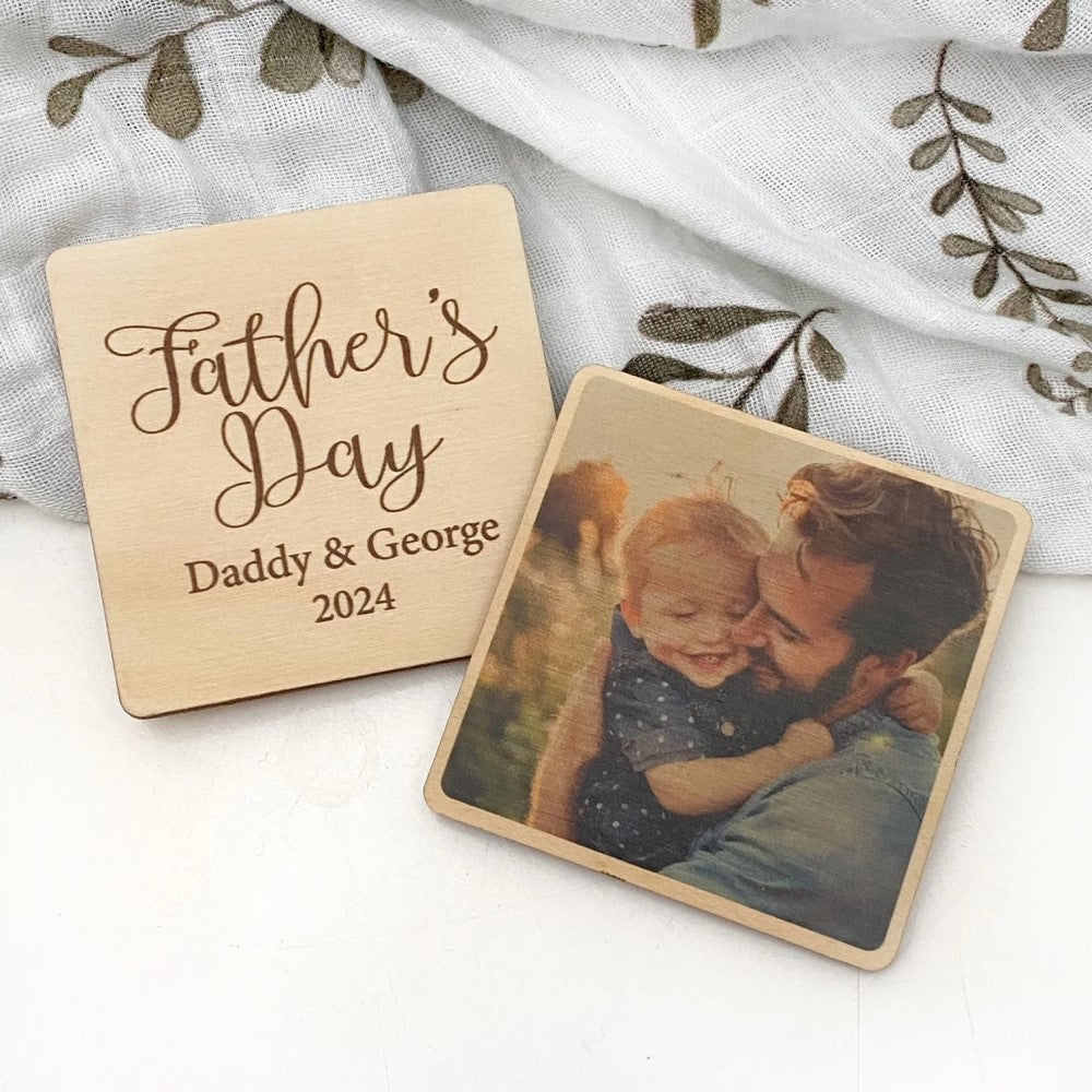 Personalised Timber Photo Tiles Set With PHOTO