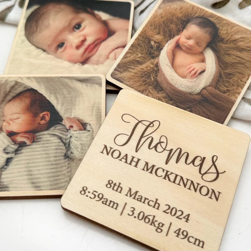 Personalised Timber Photo Tiles Set With PHOTO