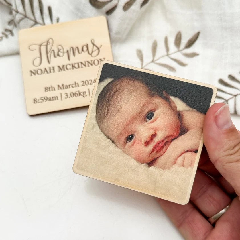 Personalised Timber Photo Tiles Set With PHOTO