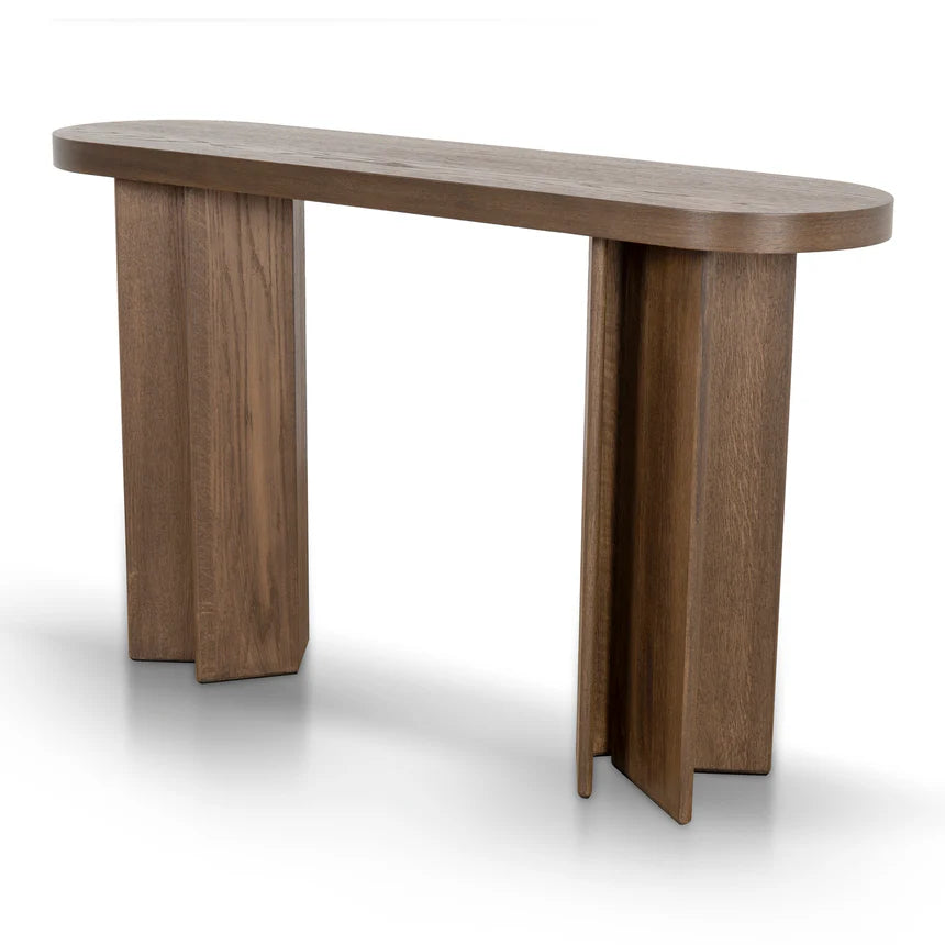 Pill Shape Console Table - Caramel Oak - 130cms