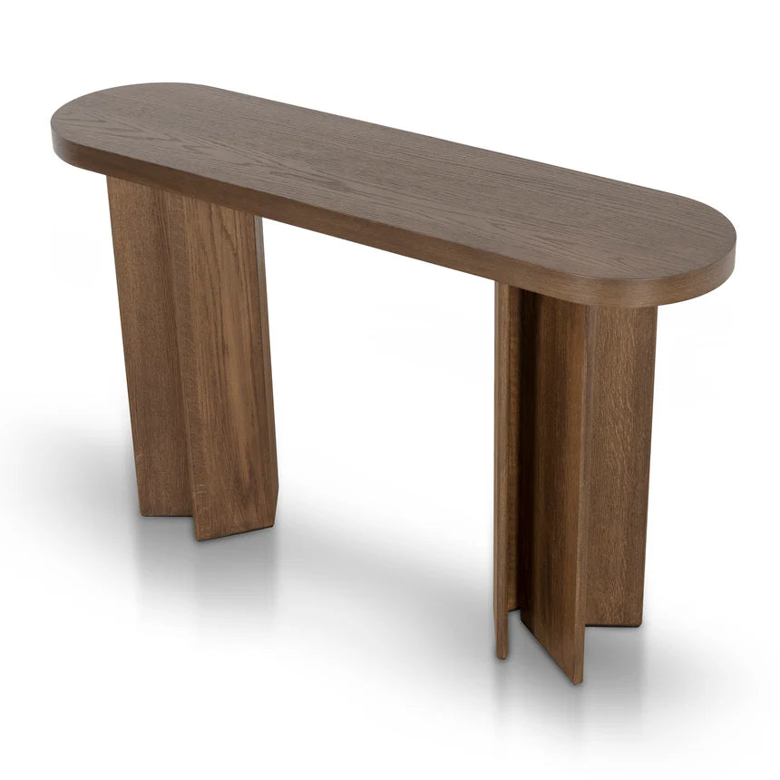 Pill Shape Console Table - Caramel Oak - 130cms