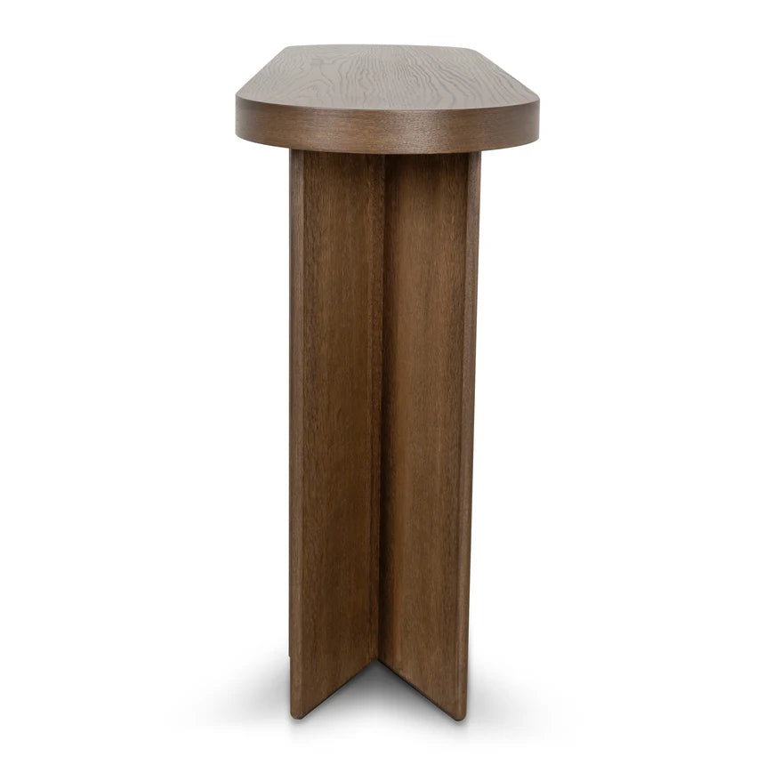 Pill Shape Console Table - Caramel Oak - 130cms