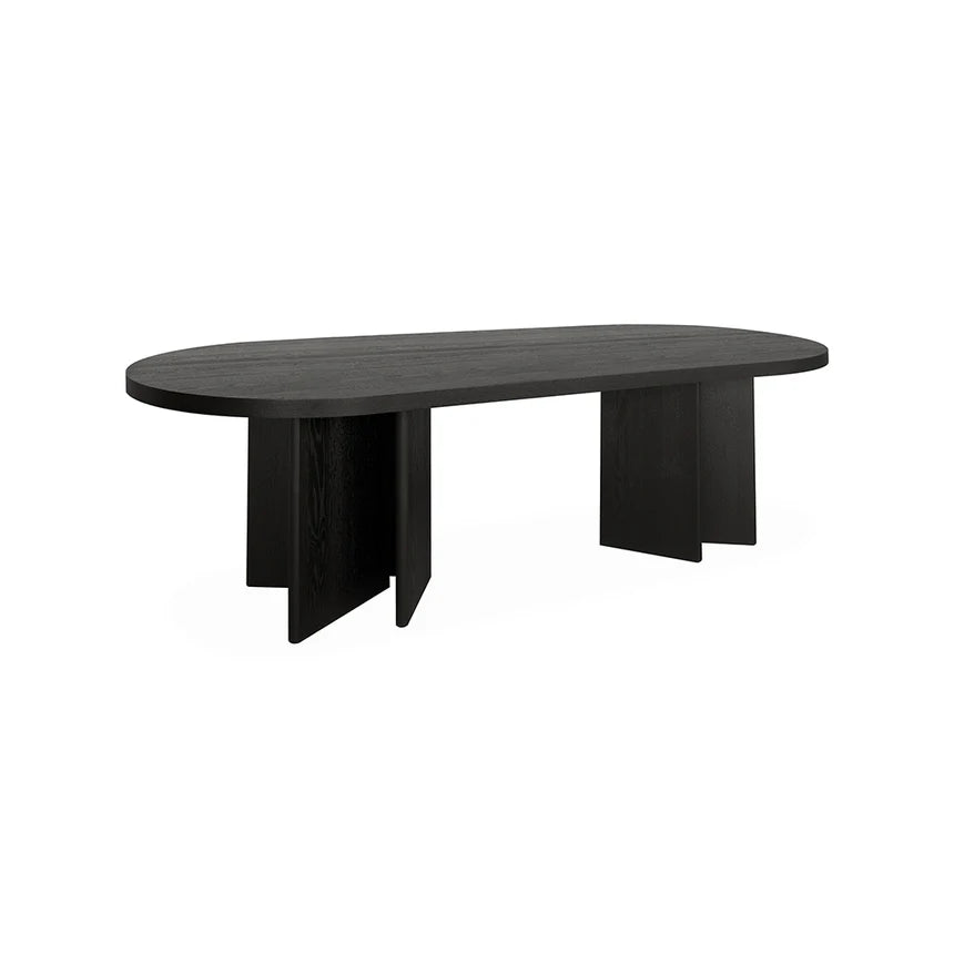 Pill Shape Dining Table - Textured Espresso Black - 240cms